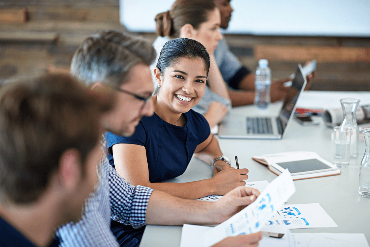 An individual attending an executive development session.